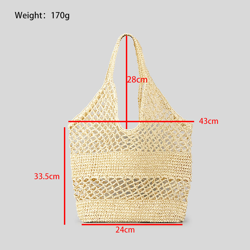 Strandtasche für Damen, gestrickte Retro-Handtasche mit ausgehöhlter Öffnung - image 28