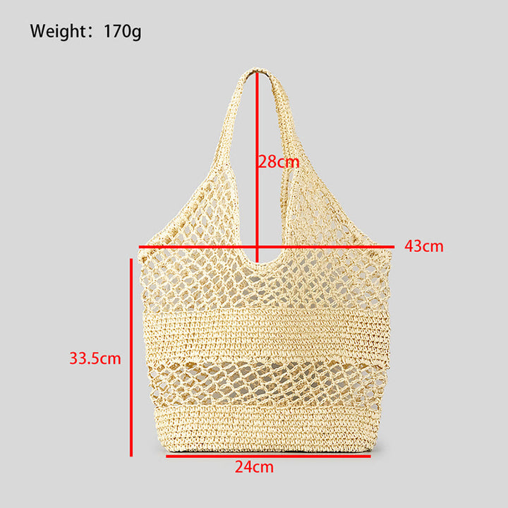 Strandtasche für Damen, gestrickte Retro-Handtasche mit ausgehöhlter Öffnung - image 28
