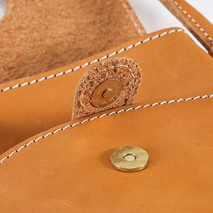 Handytasche für Damen, weiches Echtleder, minimalistische Umhängetasche