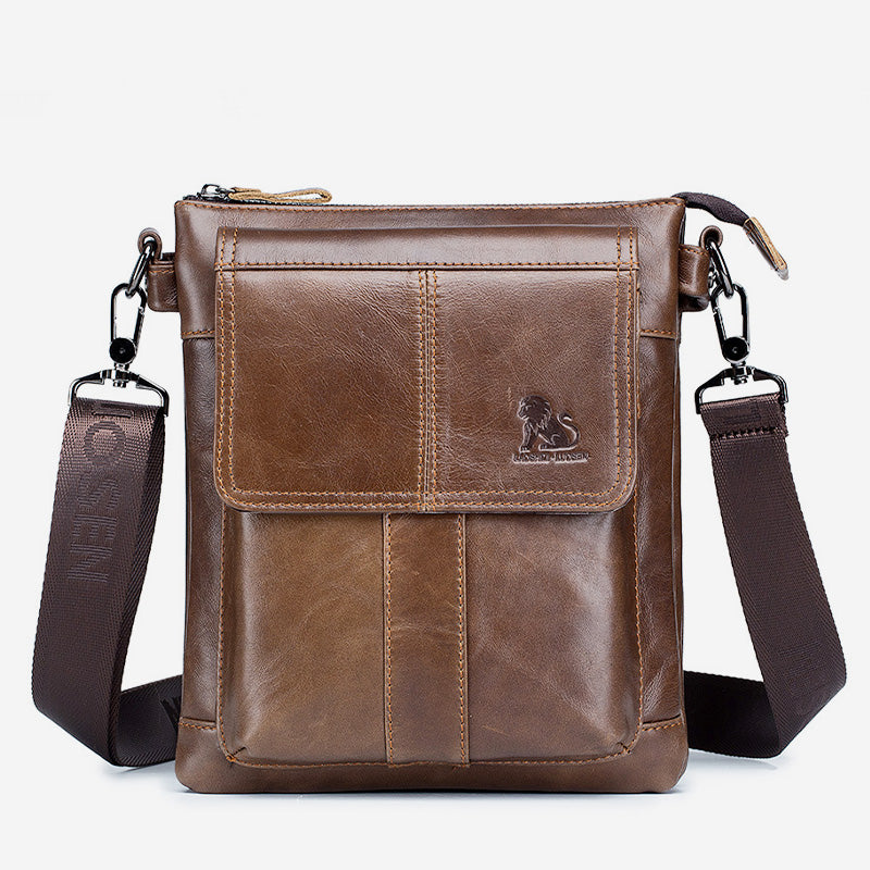 Große Kapazität Echtleder Retro Schultertasche Crossbody Tasche