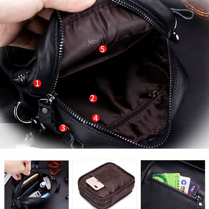Umhängetasche aus echtem Leder für Herren, Messenger Bag, Schultertasche
