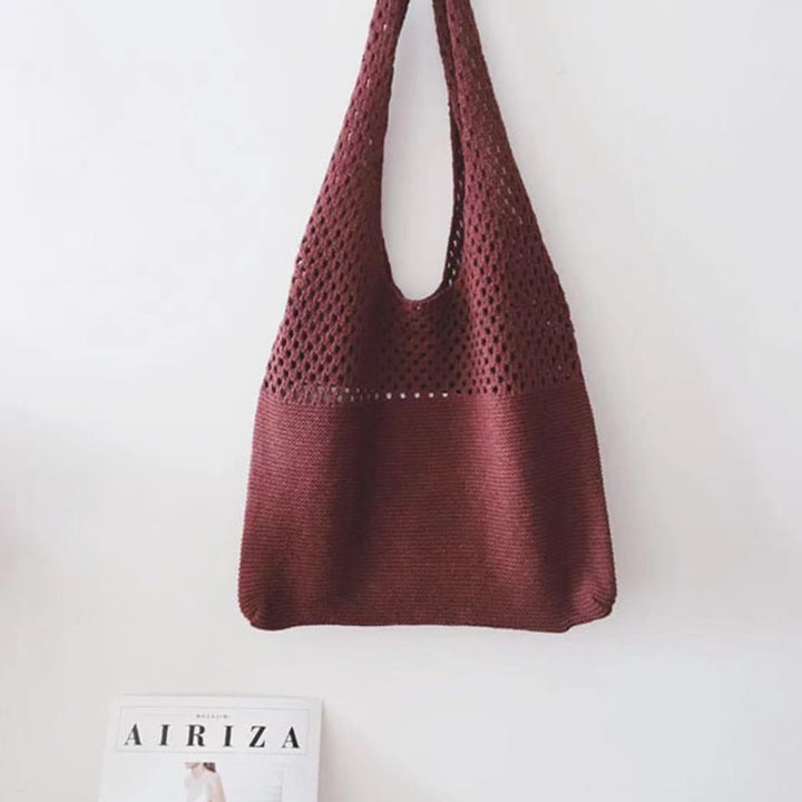 Einkaufstasche für Frauen im ethnischen Stil aus Wolle gestrickte Schultertasche