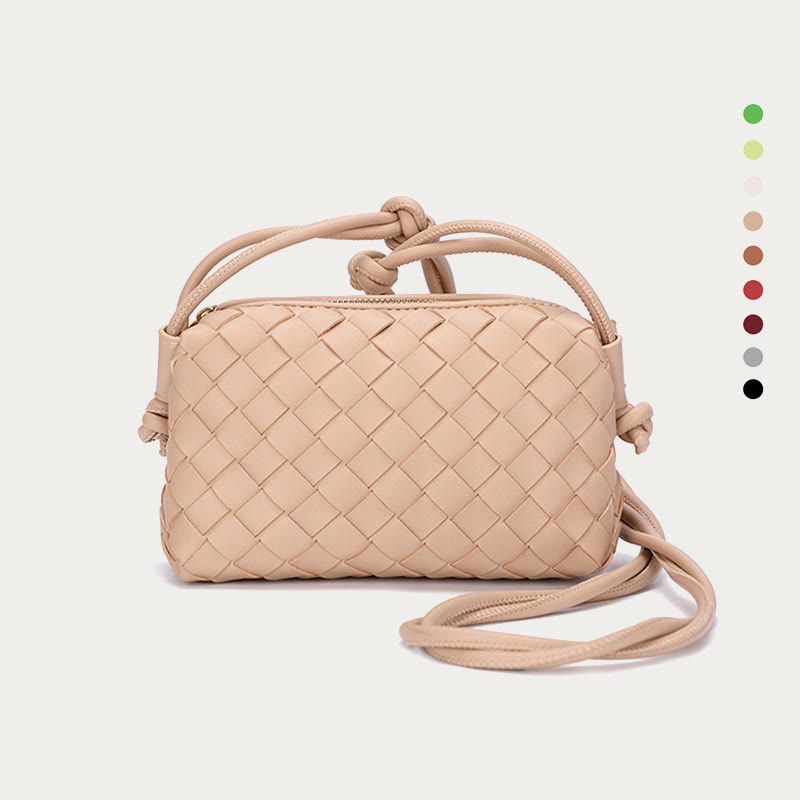 Umhängetasche für Damen, gestrickt, mit Karomuster, Handytasche
