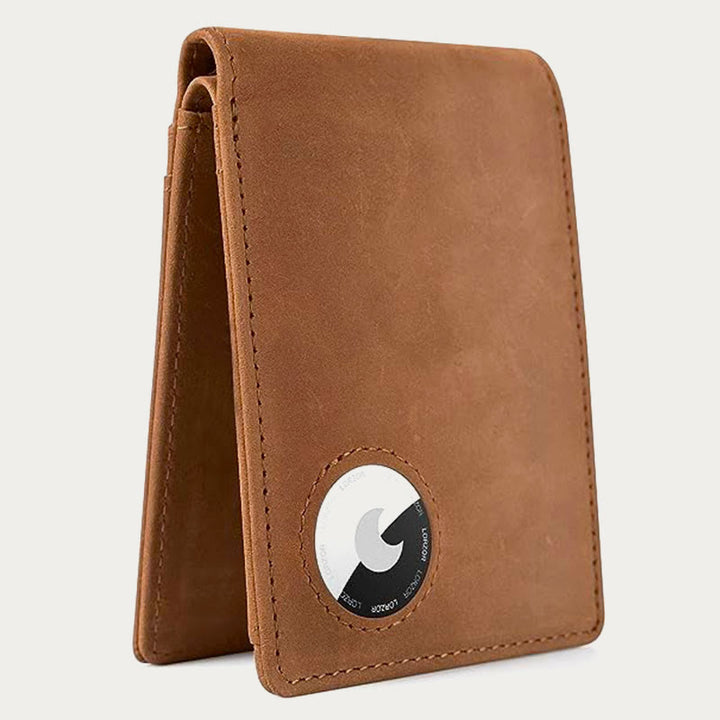 Airtag Bifold Wallet, ultradünne Geldklammer aus Leder