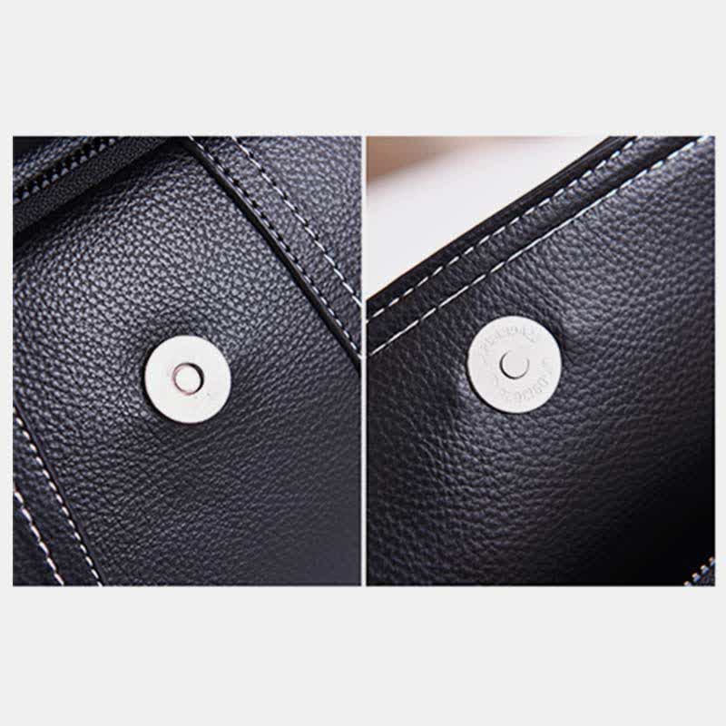 Kleine Umhängetasche mit dreifachem Reißverschluss, Leder, Handy-Geldbörse, Schultertasche