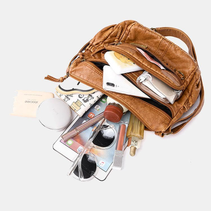 Umhängetasche im Vintage-Stil mit vielen Taschen und großem Fassungsvermögen