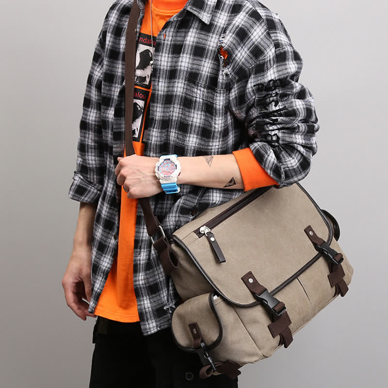 Canvas Messenger Bag Vintage Crossbody Schultertasche Laptoptasche Aktentasche
