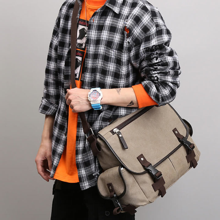 Canvas Messenger Bag Vintage Crossbody Schultertasche Laptoptasche Aktentasche