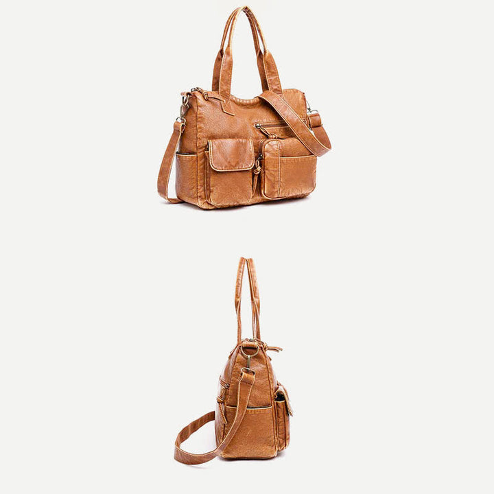 Retro-Tragetasche aus Kunstleder für Damen, Schultertasche mit Crossbody-Gurt