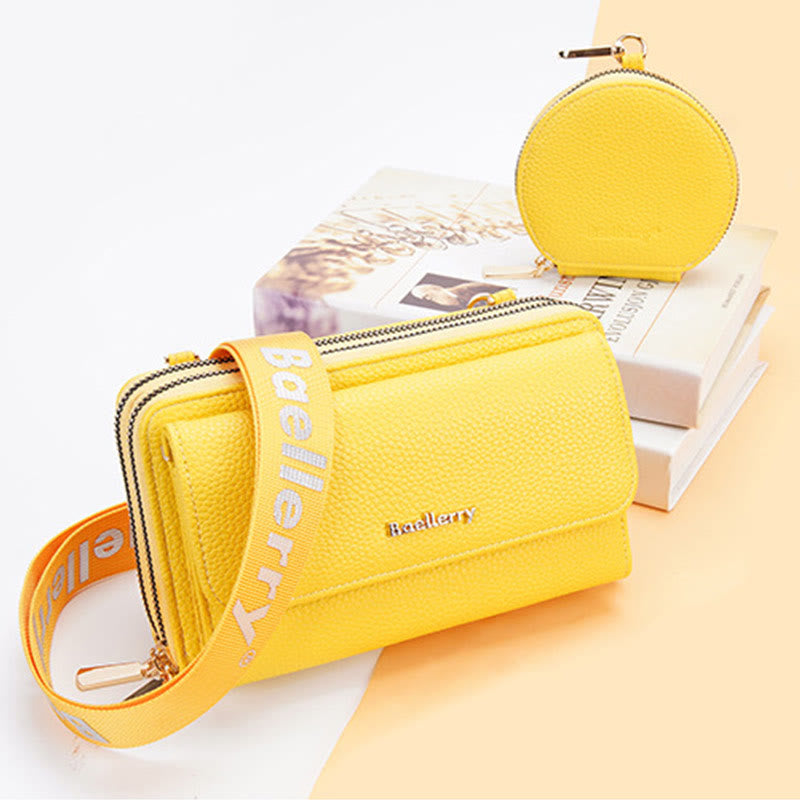 Handytasche für Damen mit Lychee-Muster und Alphabet-Trägern, Umhängetasche