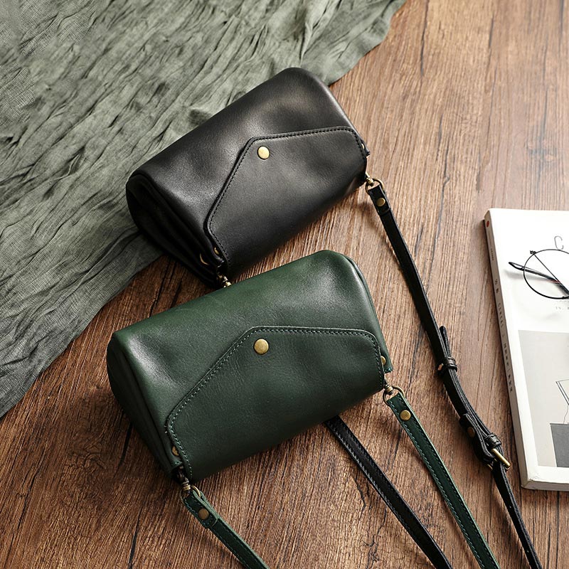 Retro Echtleder Handgemachte Umhängetasche Multi-Slot Schultertasche
