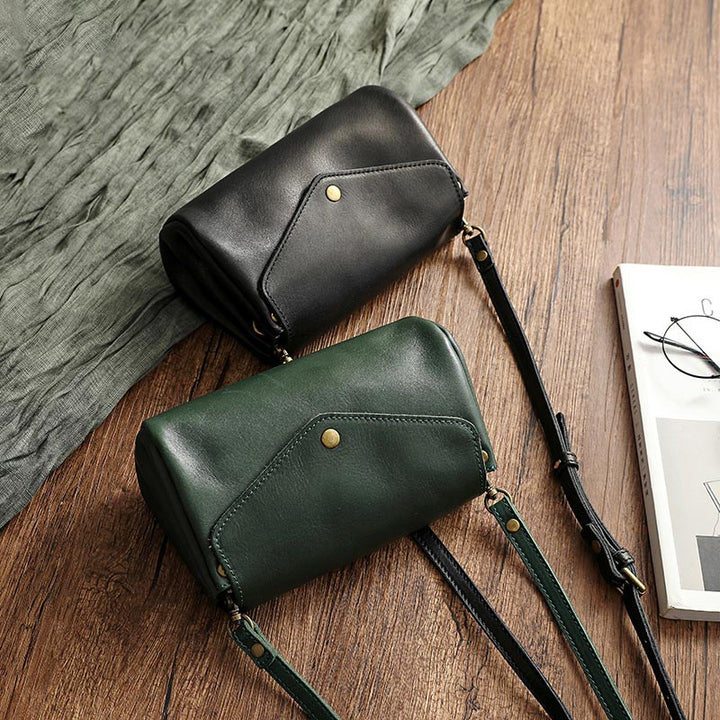 Retro Echtleder Handgemachte Umhängetasche Multi-Slot Schultertasche