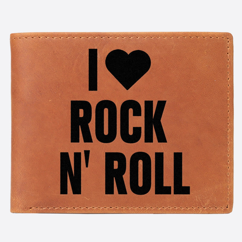 I Love Rock N Roll Gravur Geldbörse für Männer RFID Geldbörse