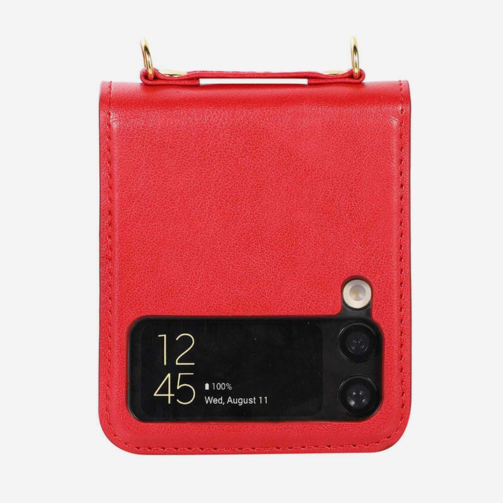 Samsung Galaxy Z Flip 3 Handyhülle, einfarbige Crossbody-Handytasche mit Kartenfach