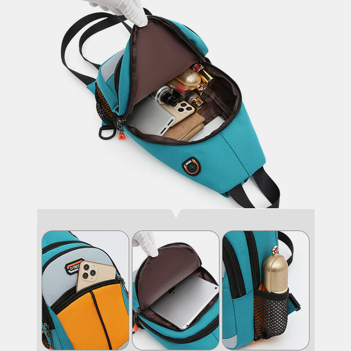 Mini-Schulterrucksack mit Farbblock-Design, Umhängetasche, Tagesrucksack für Damen und Herren
