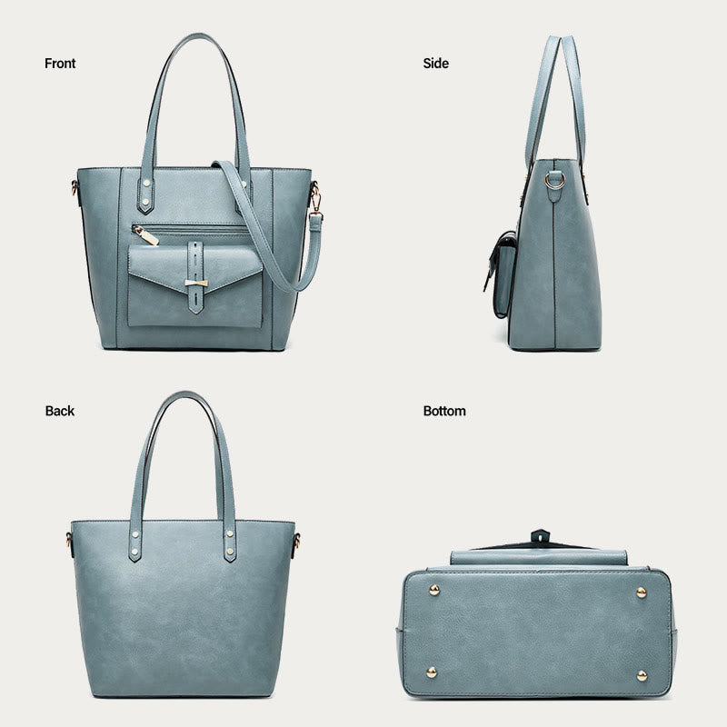 Taschenset für Damen, große Tragetasche, Umhängetasche aus Leder