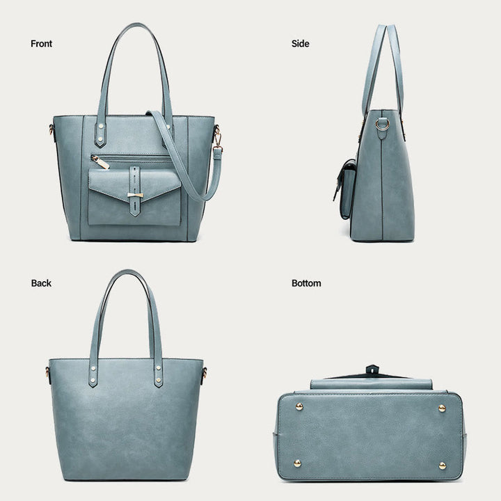 Taschenset für Damen, große Tragetasche, Umhängetasche aus Leder