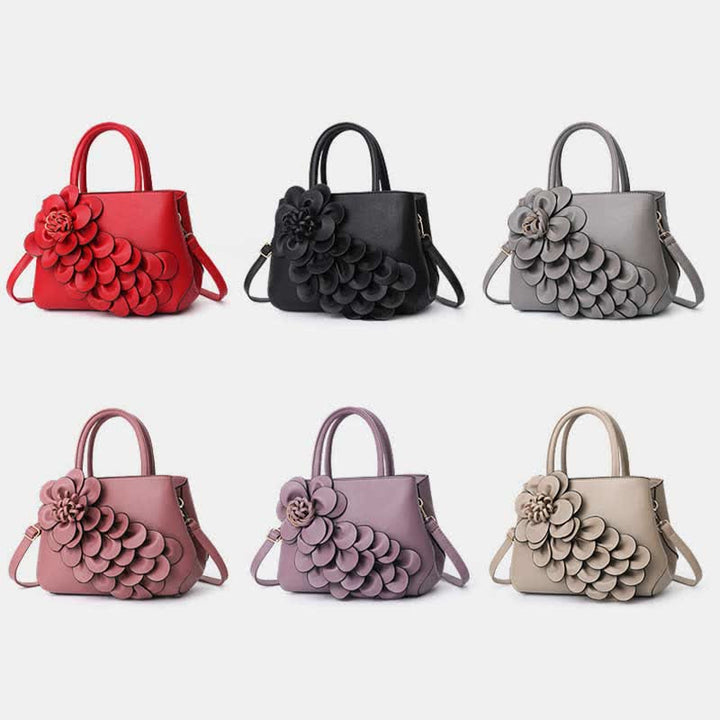Damen Floral Elegante Schultertasche Vegan Leder Handtasche Satchel Geldbörsen