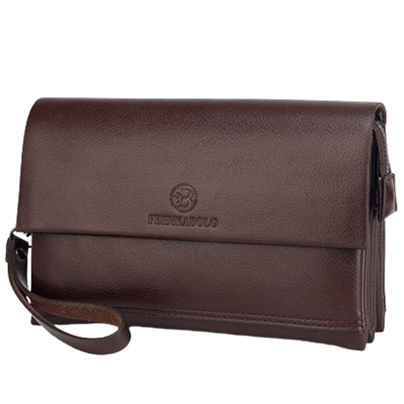 Leder-Clutch für Herren mit drei Fächern, Organizer, Handgelenktasche, Geldbörse
