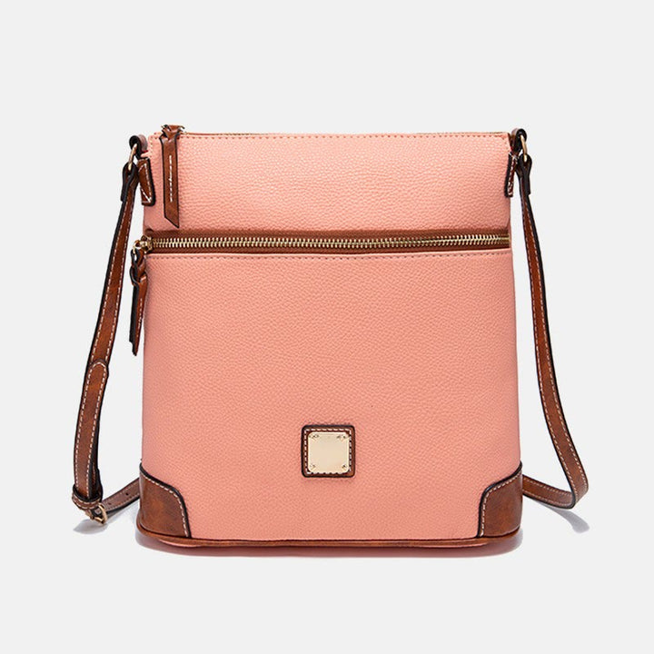 Umhängetasche für Damen, mehrfarbige Ledertasche mit Lychee-Grain-Textur
