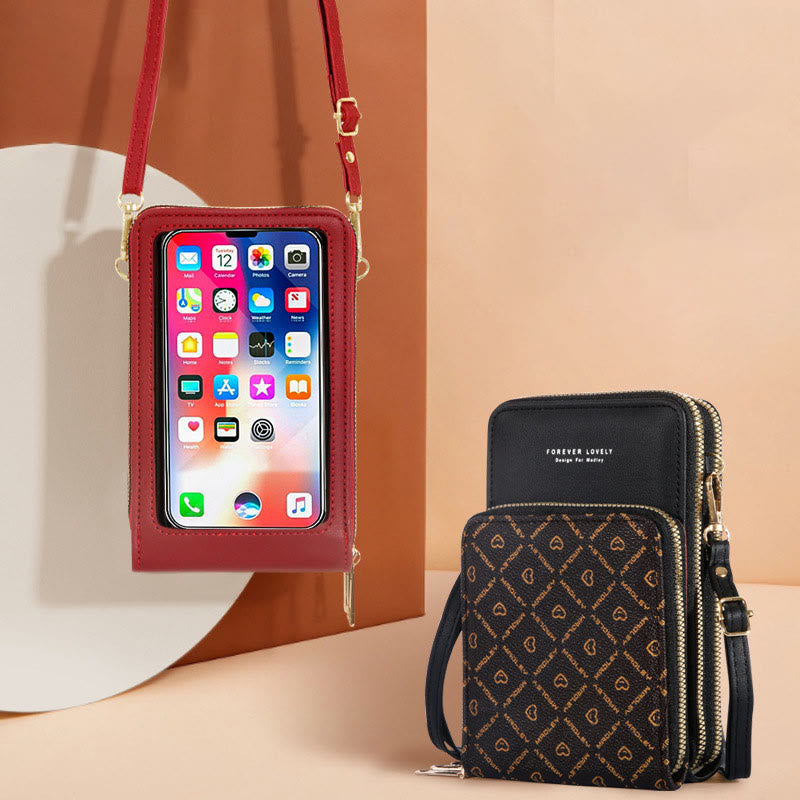 Handytasche für Damen, mehrere Farben, berührbarer täglicher Lederclip
