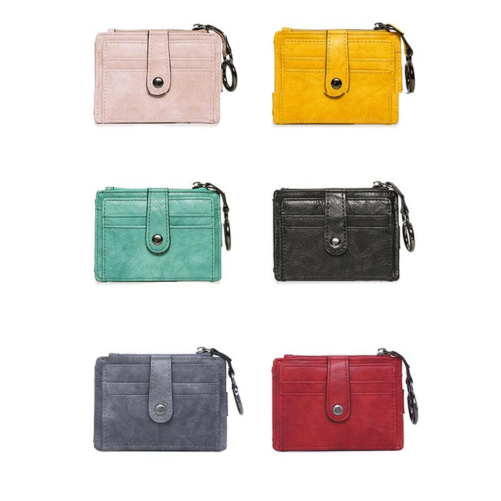 Schlankes Kartenetui, Vordertasche, Geldbörse, Kreditkartenhalter für Damen, mit Schlüsselanhänger