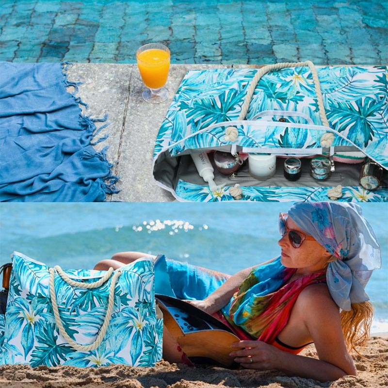 Lightweyght Floral Damen Strandtasche Pooltasche Große wasserdichte Tragetasche