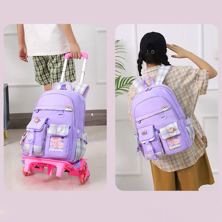Schulrucksack für Kinder mit süßem Muster und Rollen