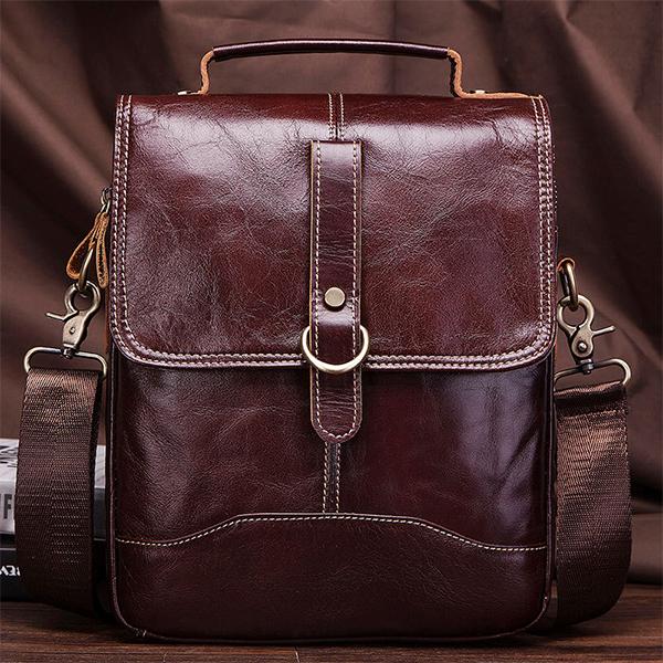 Große Retro-Umhängetasche aus echtem Leder