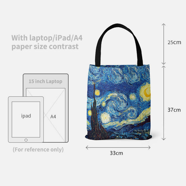 Schultertasche für Frauen mit Sternenhimmel, Ölgemälde, Leinwand, Strand