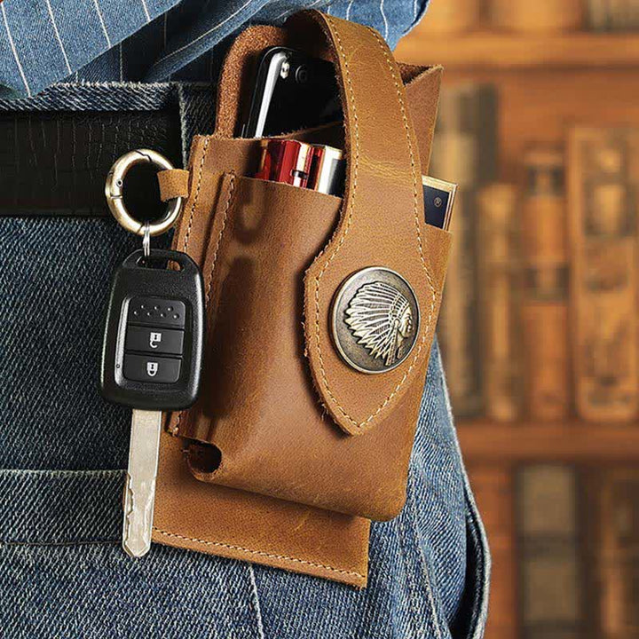 Retro Leder Telefon Holster für Männer Universal Fall Taille Tasche EDC