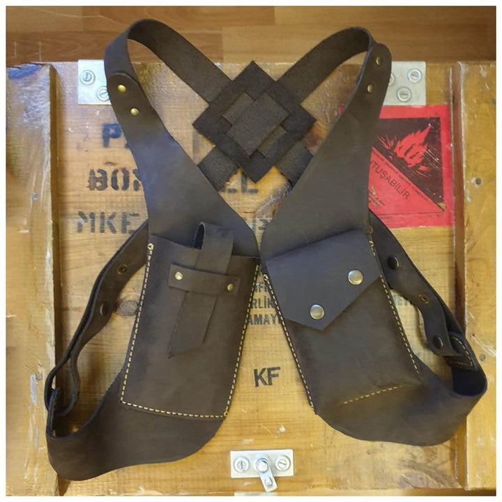 Doppelte Schulter Ledertasche Frauen Männer Outdoor Protable Holster Tasche