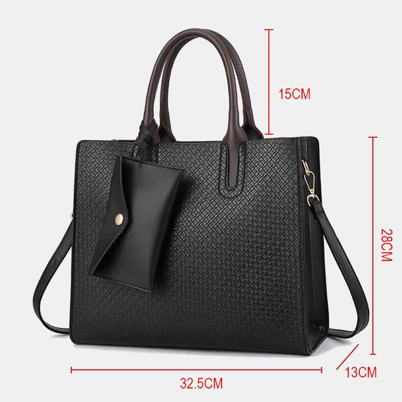 Gewebte Tragetasche für Damen, lässige Handtasche mit Griff oben und kleiner Geldbörse