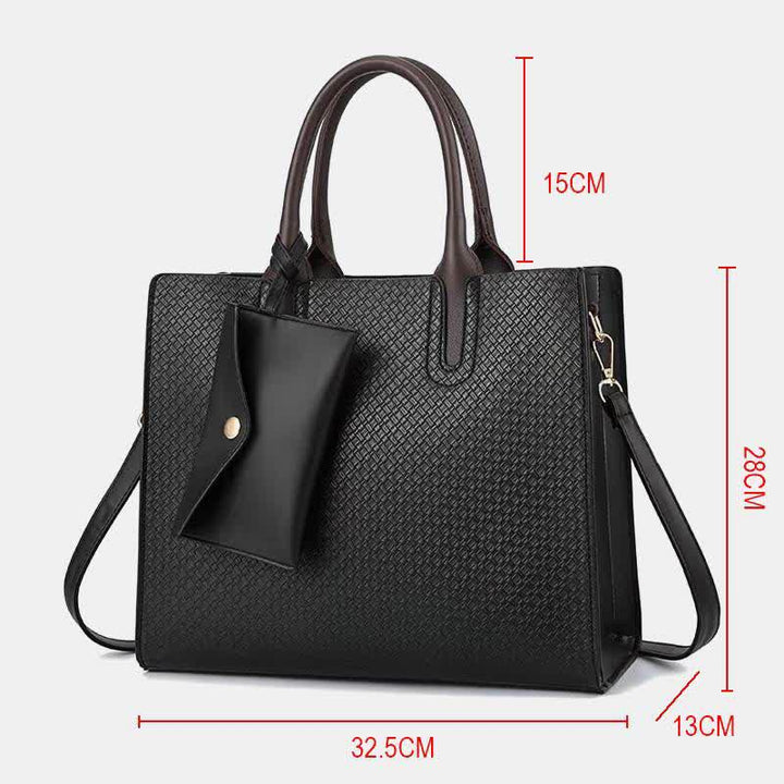Gewebte Tragetasche für Damen, lässige Handtasche mit Griff oben und kleiner Geldbörse