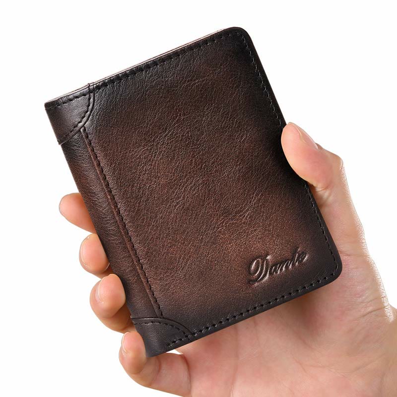RFID-diebstahlsichere Vintage-Geldbörse aus echtem Leder