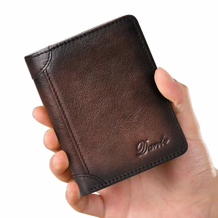 RFID-diebstahlsichere Vintage-Geldbörse aus echtem Leder