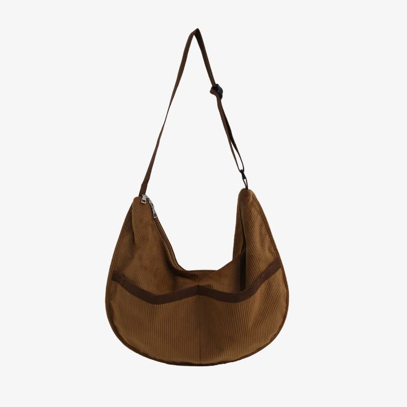 Umhängetasche für Damen, Retro-Coduroy-Patchwork, große Kapazität