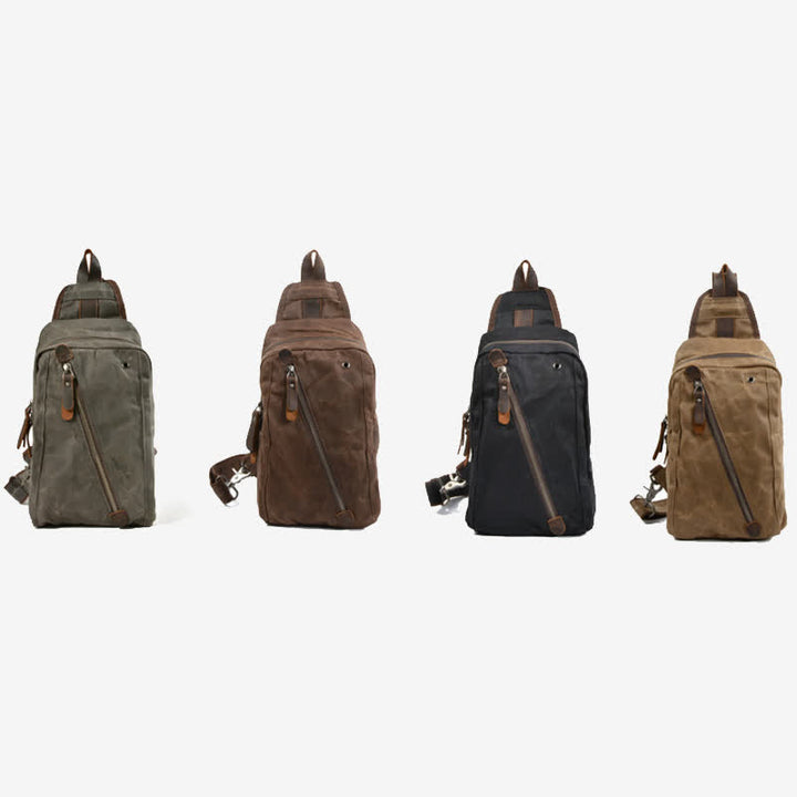 Schultertasche aus Canvas, Brusttasche, Reise-/Wanderrucksack, Umhängetasche, Tagesrucksack