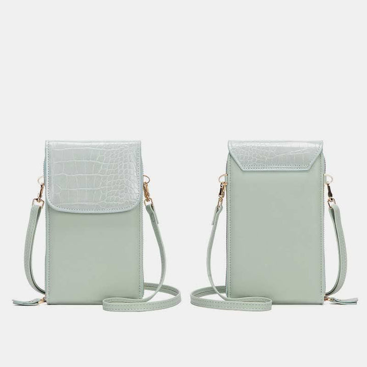 Schlanke, leichte Umhängetasche aus Leder für Damen, Handytasche, Kreditkartenhalter