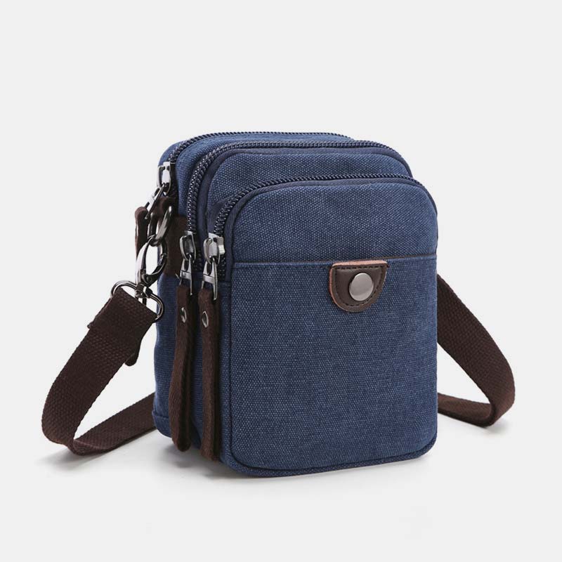 Umhängetasche aus Canvas für Herren mit mehreren Taschen und verstellbarem Schultergurt
