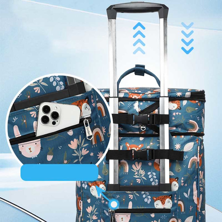Teleskopstange Rolling Tote Bag Falten Wärme Erhaltung Einkaufswagen
