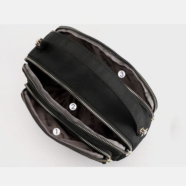 Umhängetasche mit Dreifach-Reißverschluss für Damen, wasserdichte, leichte Schulterhandtasche aus Nylon
