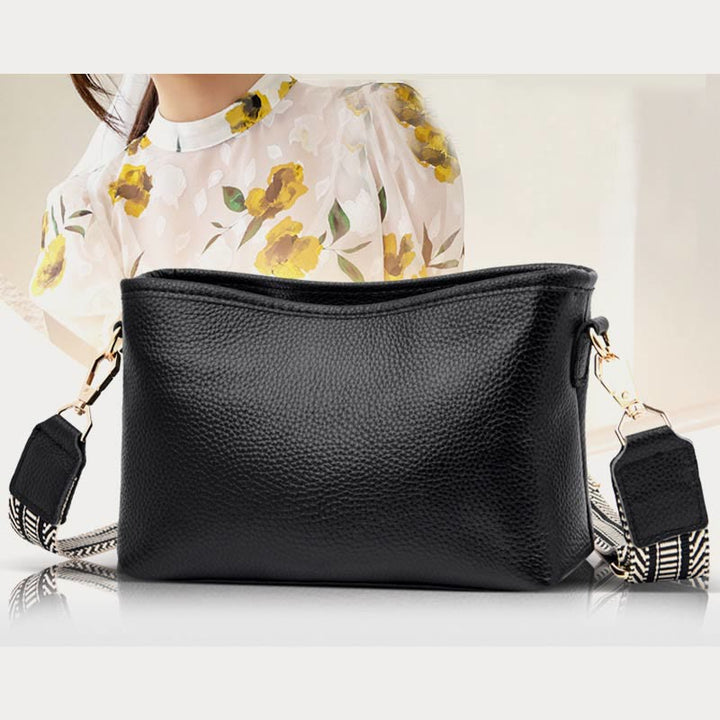 Umhängetasche für Damen, einfarbig, mit Litschi-Muster, Ledertasche