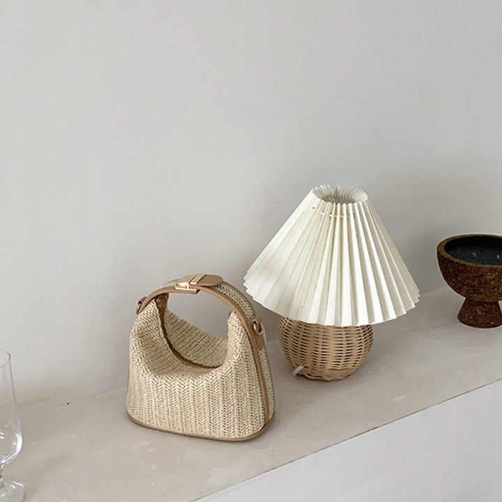 Umhängetasche für Damen, Sommer, Strand, Stroh, Schultertasche