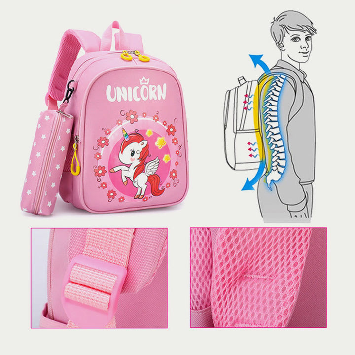Rucksack für Kinder mit Cartoon-Druck, süßes Einhorn, Kindergarten-Schultasche
