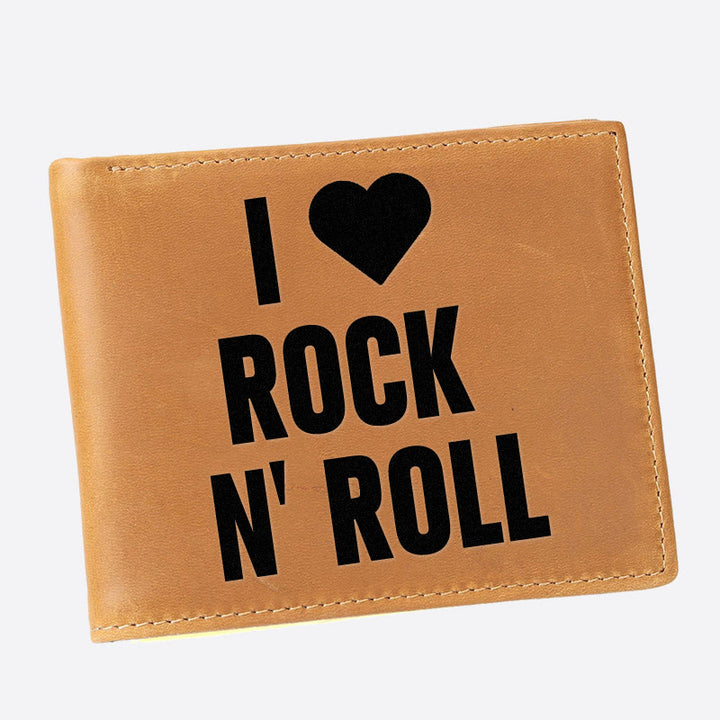 I Love Rock N Roll Gravur Geldbörse für Männer RFID Geldbörse