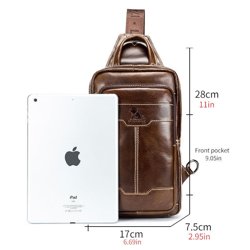 Kleiner Sling-Crossbody-Rucksack aus echtem Leder für Herren