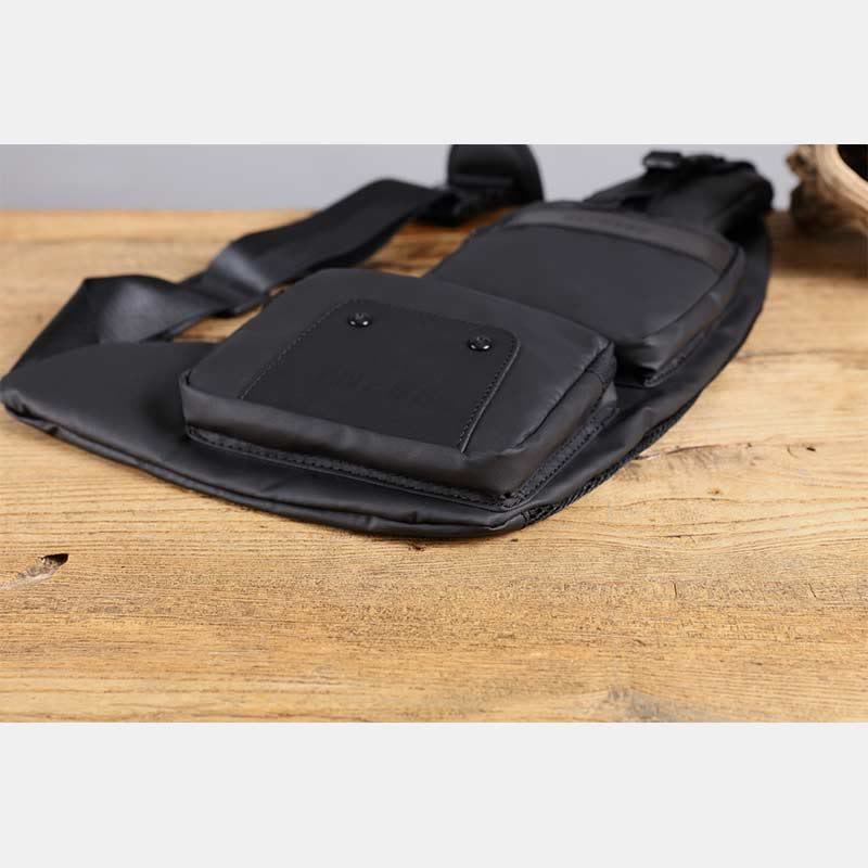 Schultertasche für Herren, Schwarz, großes Fassungsvermögen, minimalistischer Oxford-Umhängerucksack
