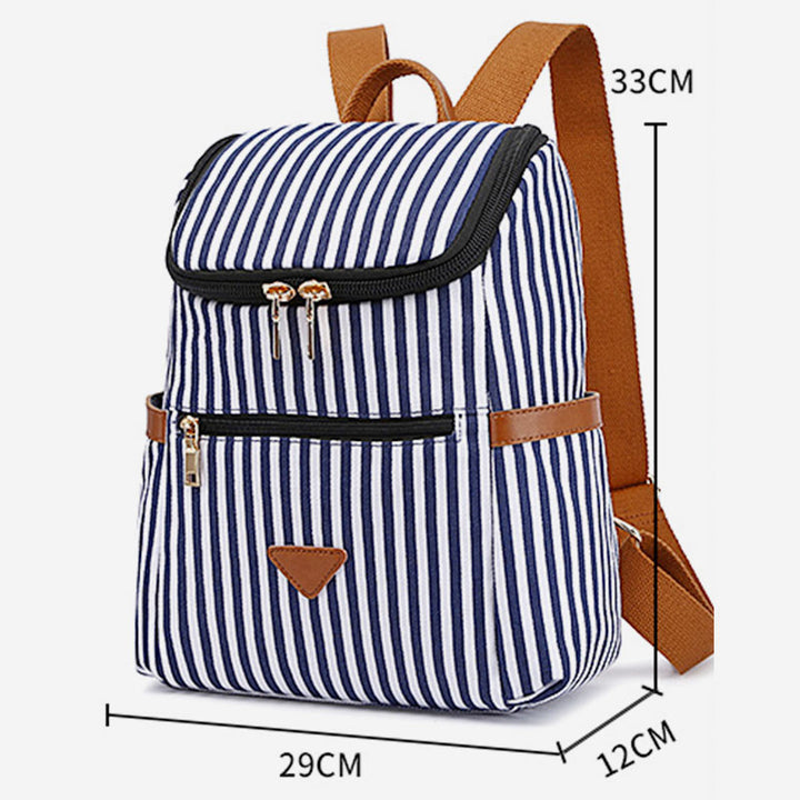 Großer, diebstahlsicherer Rucksack im College-Stil mit Streifen