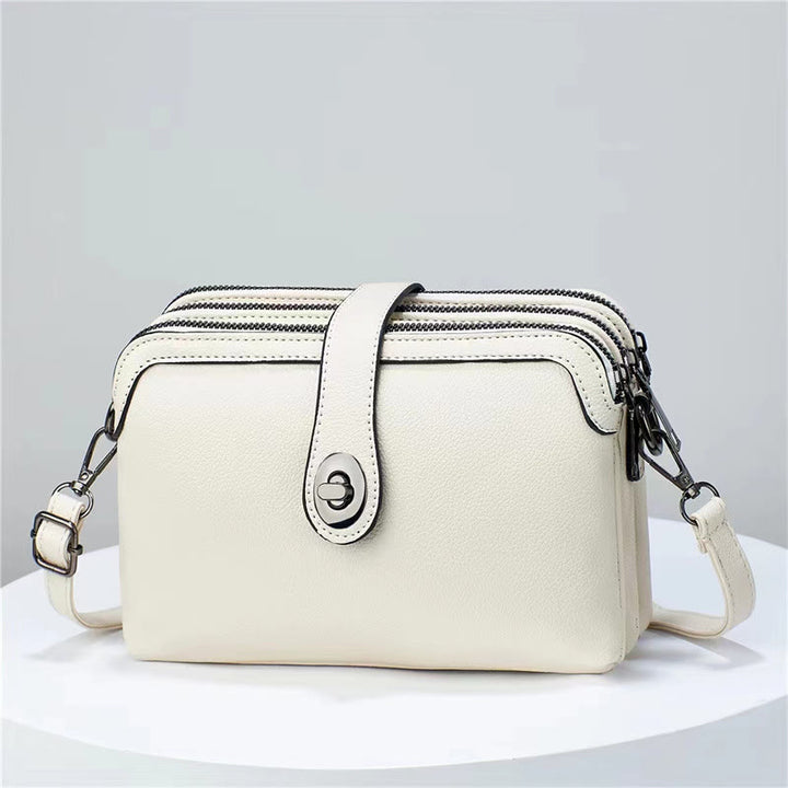 Ledertasche mit drei Fächern für Damen, große Kapazität, karierte Tasche